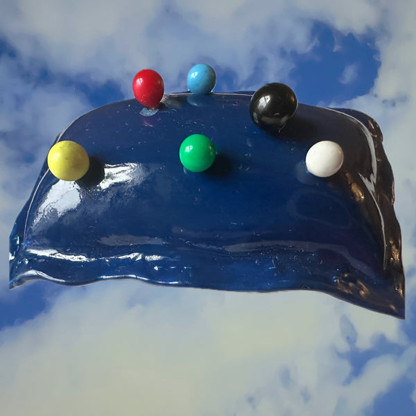 PINCUSHION CUFF with colored head straight pins (Hand-enameled Sterling Silver)