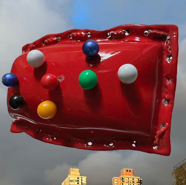 PINCUSHION CUFF with colored head straight pins (Hand-enameled Sterling Silver)