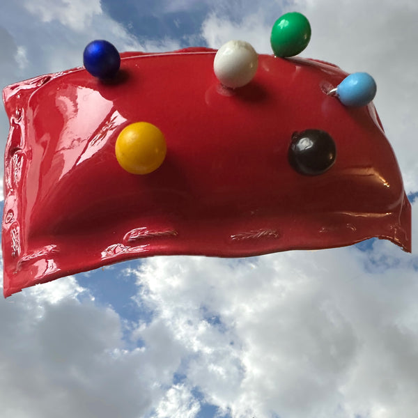 PINCUSHION CUFF with colored head straight pins (Hand-enameled Sterling Silver)