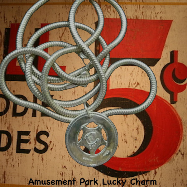 Remember those old machines at the amusement parks where you could get these in aluminum and engrave them with your boyfriend's name? Well, here's the "Sterling" version and you can take a trip down memory lane and have it engraved with a special message to someone meaningful to you. 1-1/4" diameter. Lucky Charm comes with black leather cord. Feeling LUCKY, or WANT to feel lucky? In these challenging economic times, the term "A wish and a prayer" take on more significance and I just love the optimism which 