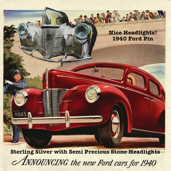 Nice Headlights! 1940 Classic Car Front Stering Silver Pin