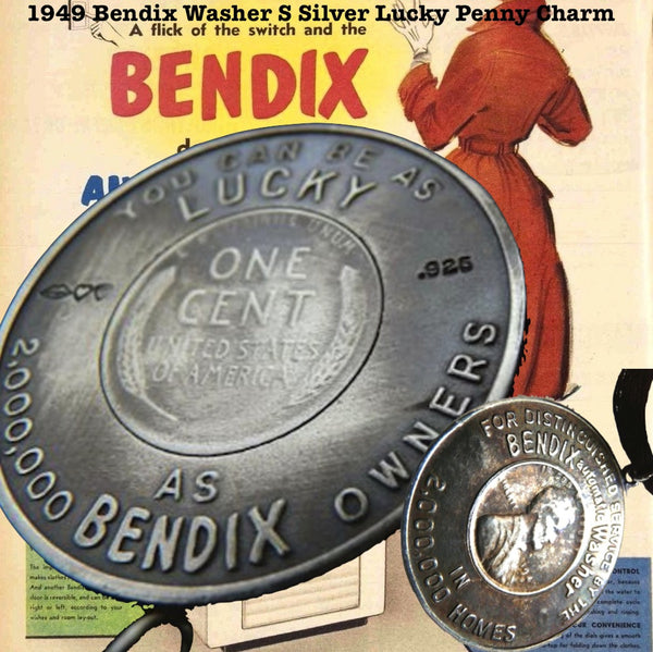 I'd like to be as lucky as Vincent Bendix, who didn't actually ever manufacture a single washing machine, but licensed his good name and still managed to have that name on 2 million washers by 1949. With a truly vintage finish, for extra measure! Did you know that William Faulkner won the Nobel Prize for literature in 1949? Sterling Silver Lucky Penny charm--vintage finish makes a fun addition to your Fables collection! Comes with black leather cord or vintage inspired ribbon.  Sterling Silver 1949 Vintage 