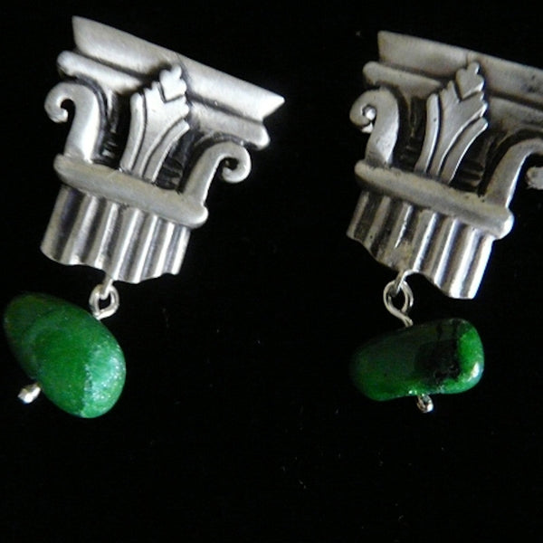 Broken Column Top Earrings (with Jade)
