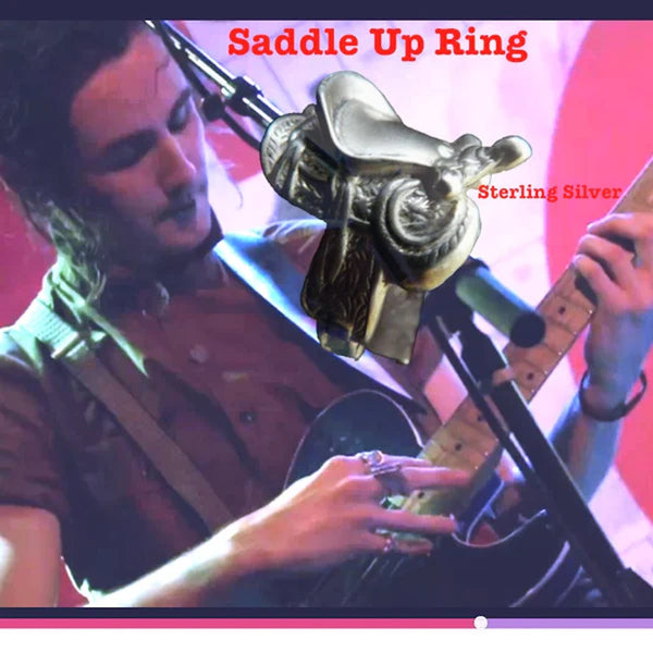 Hi, Ho, it's SILVER! A STERLING silver SADDLE Ring, that is! And adjustable and unisex. What is not to like? Want to be flirty--hold out your hand while wearing this Saddle Ring, wink and ask, "Can I give you a lift somewhere?" Okay, maybe not, but this whimsical Saddle Ring with Vintage oxidized finish really shows the details. Adjustable.