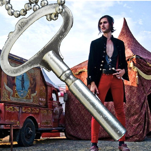 Sterling Silver O-Key. Measures approximately 1-7/8" across the long O top and 3" from top to bottom, this is a gorgeous, substantial piece, whether worn on the leather cord with which it comes, or on one of our special chains, or strung onto our luxurious 60" long Silver Pearls with heart clasp.  Vintage Satin Oxidized Finish makes it an instant heirloom. Handmade in the USA. Hand-signed.