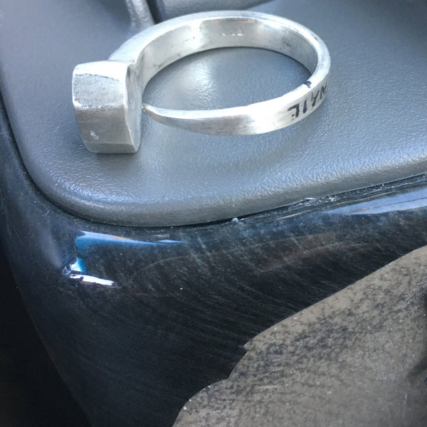 The Vintage Finished Sterling Silver Coffin Nail Ring worn by Reeve Carney (Spider-Man/Penny Dreadful's Dorian Gray/Youth is Wasted as Riff Raff in Fox TV's Rocky Horror Picture Show. Fables Jewelry, Fablesintheair by Marti Heil. Handmade in the USA.